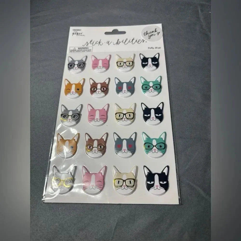 Charming Cat Face Spiral Notebook with Stickers 2 pc Cat Themed Notepad Set NWT